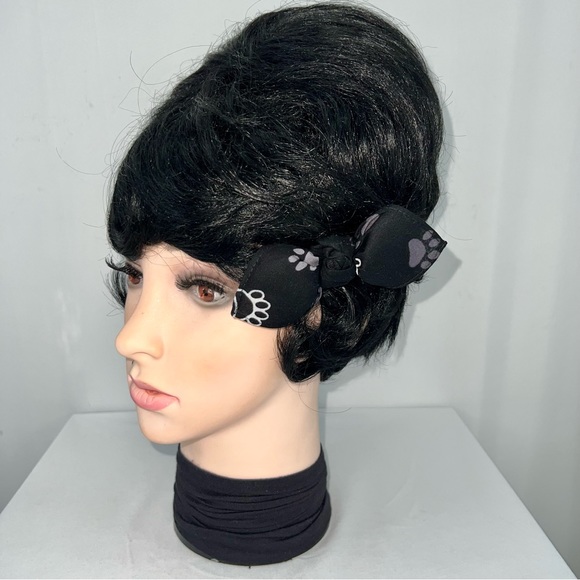 Dog Mom Black and Gray Bandana Knotted Hair Bow - Picture 6 of 11